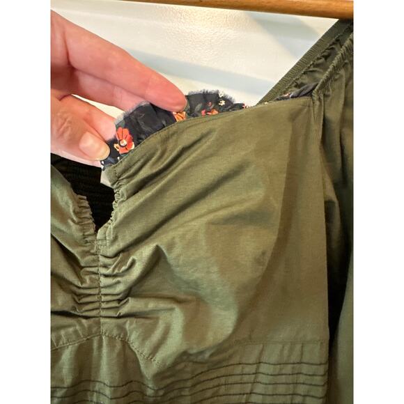 Lug Von Siga Army Green Serena Ruffle Cotton Poplin Midi Dress Size 6 - Picture 6 of 12